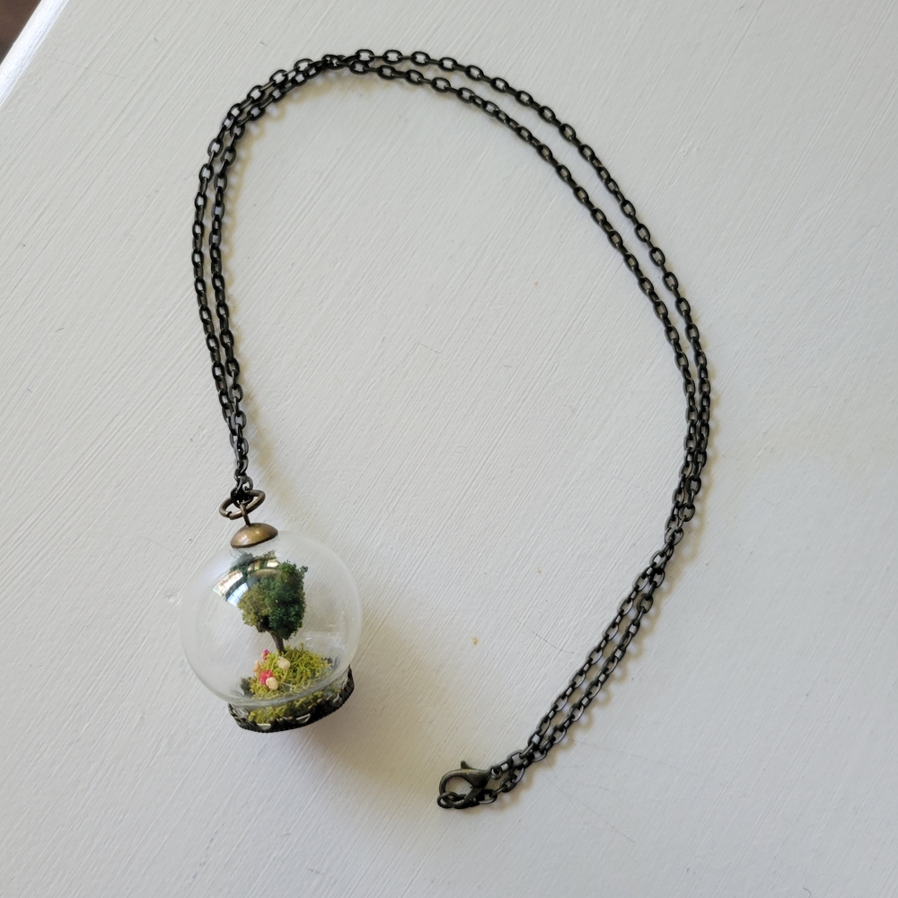 Cottagecore Whimsigoth Glass Globe Terrarium Necklace